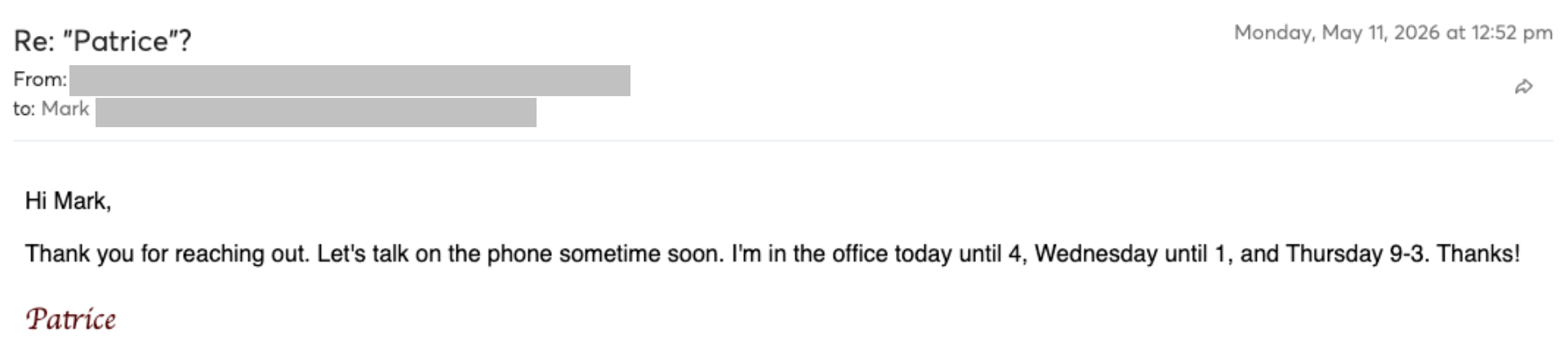 Prospect reply screenshot