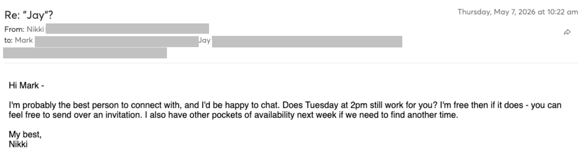 Prospect reply screenshot