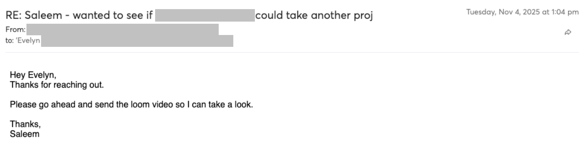 Prospect reply screenshot