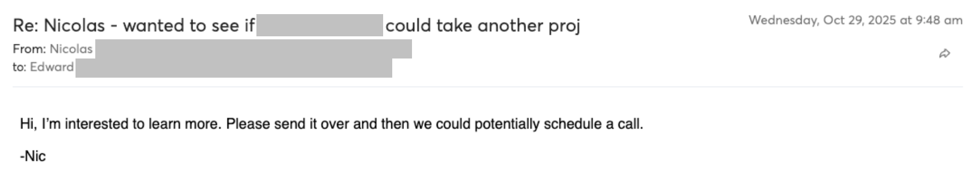 Prospect reply screenshot