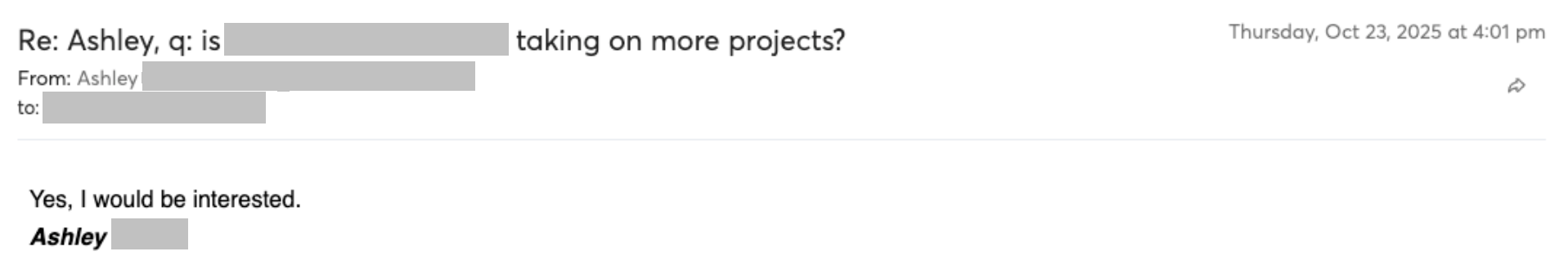 Prospect reply screenshot