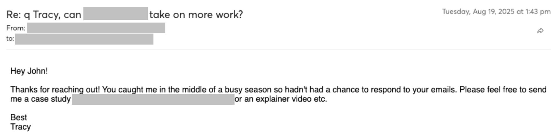 Prospect reply screenshot