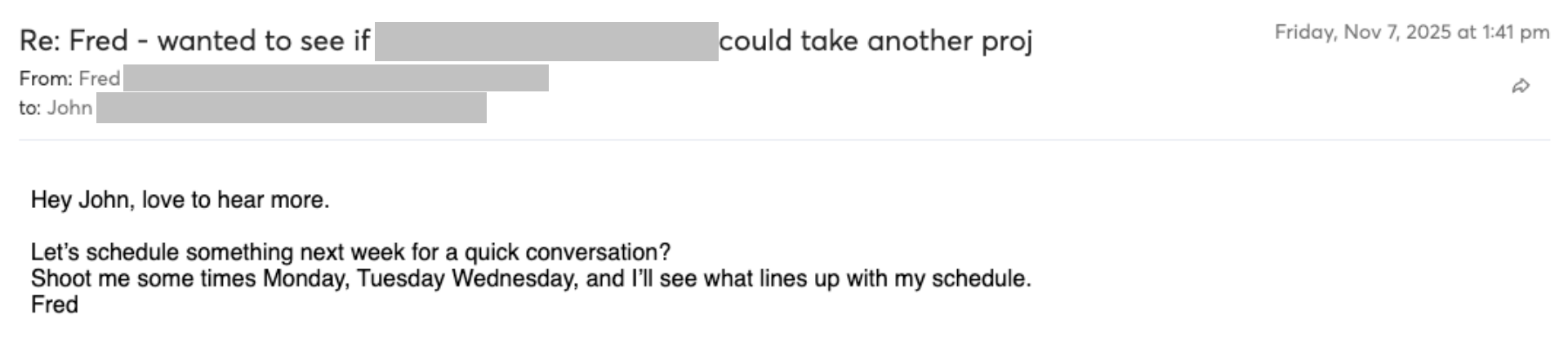 Prospect reply screenshot