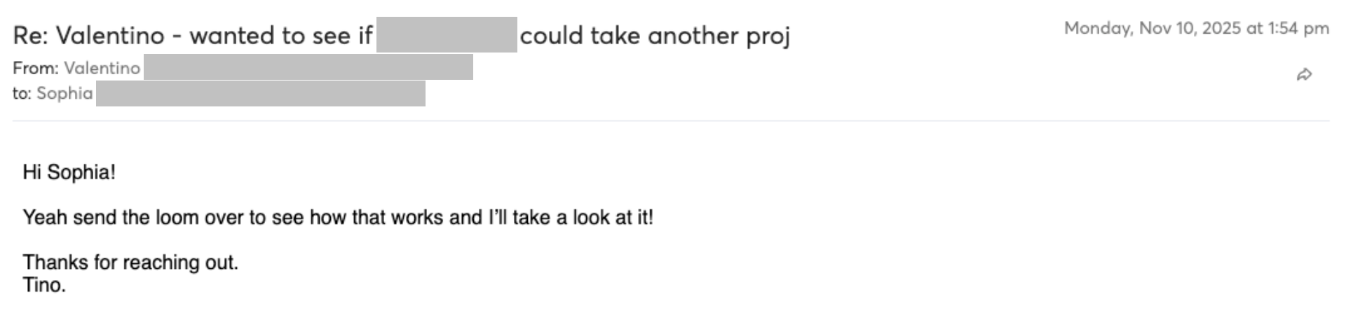 Prospect reply screenshot