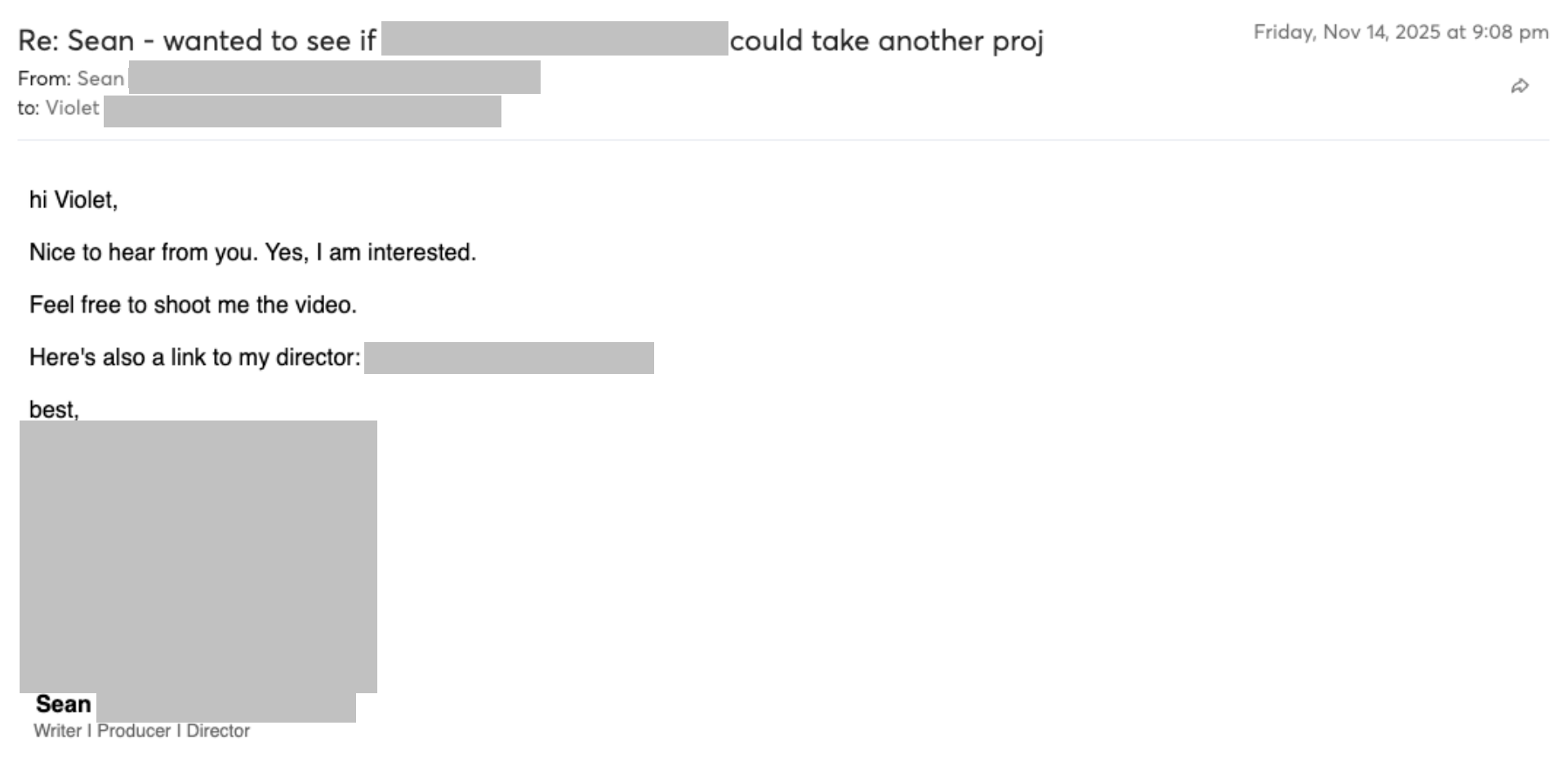 Prospect reply screenshot