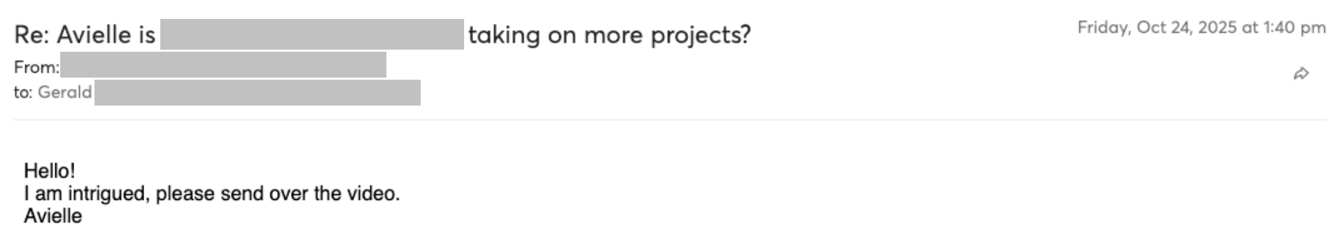 Prospect reply screenshot