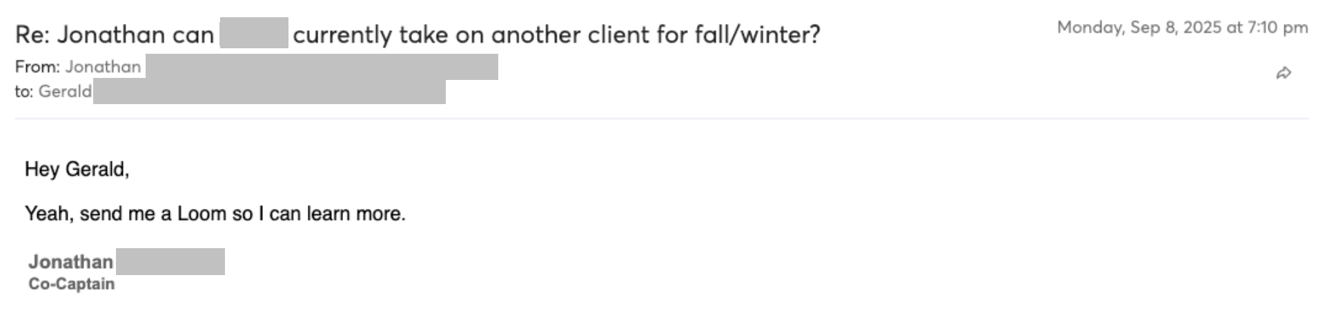 Prospect reply screenshot