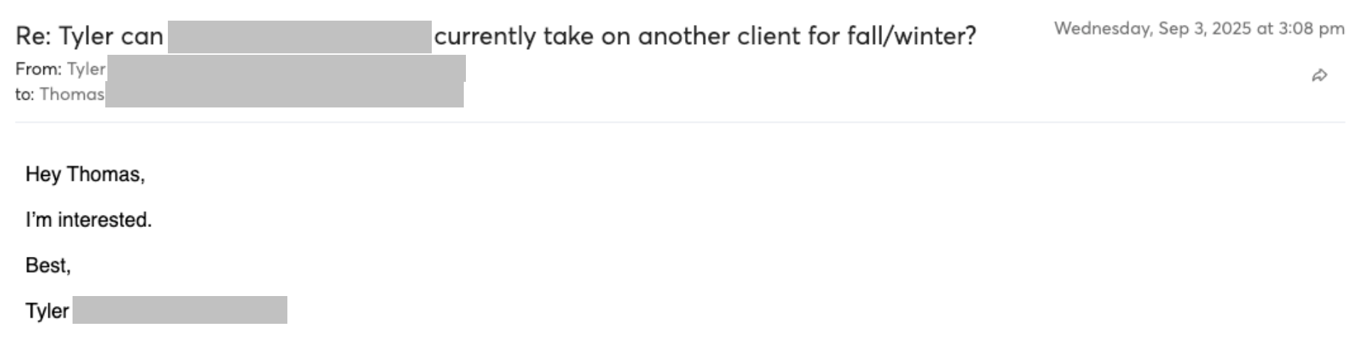Prospect reply screenshot