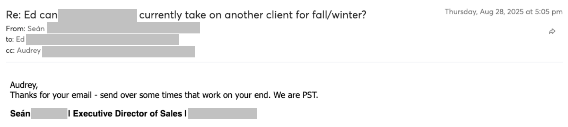 Prospect reply screenshot