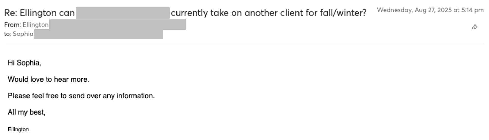 Prospect reply screenshot