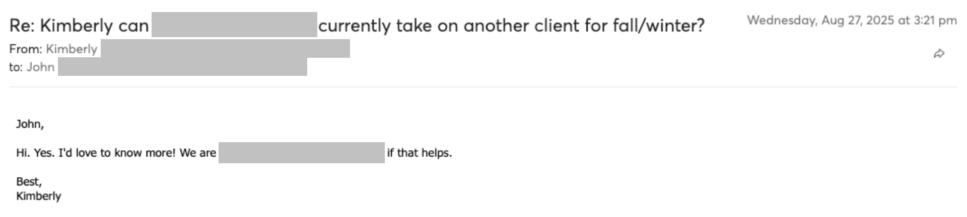 Prospect reply screenshot