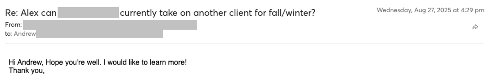 Prospect reply screenshot
