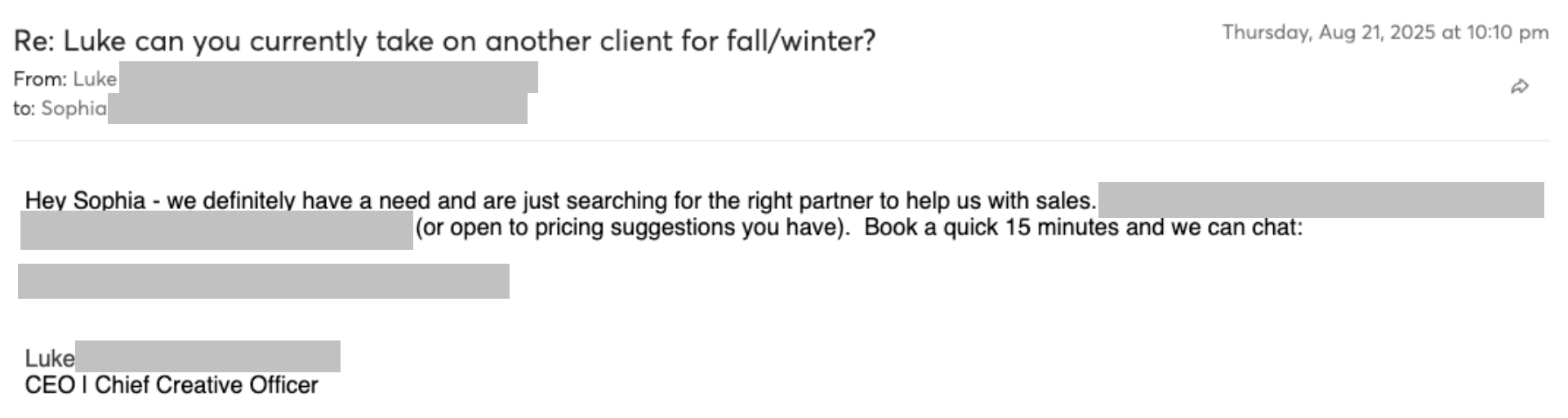 Prospect reply screenshot