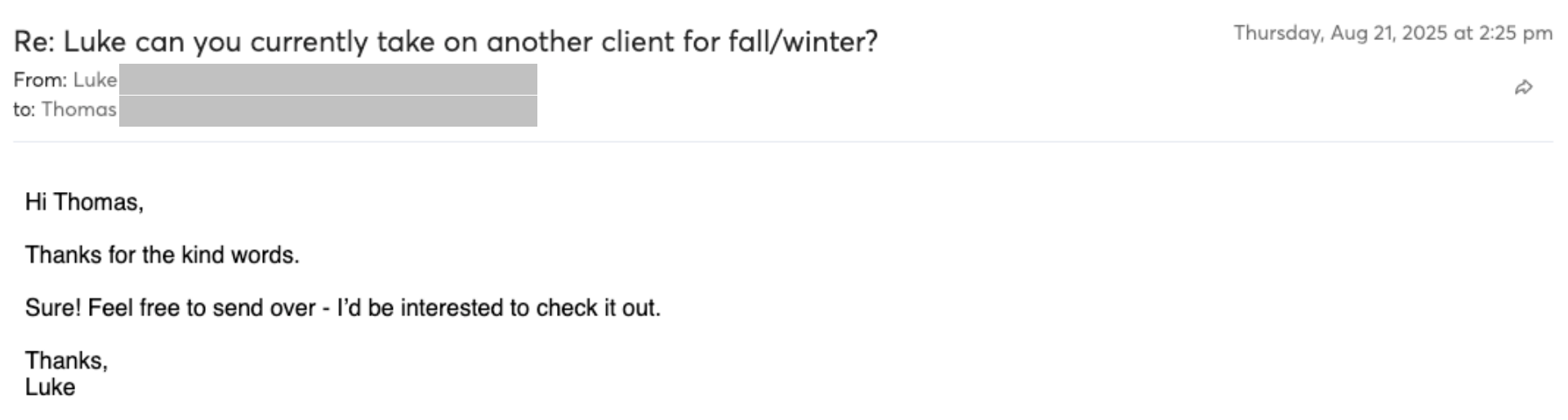Prospect reply screenshot