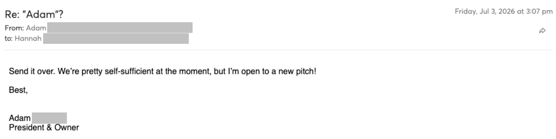 Prospect reply screenshot