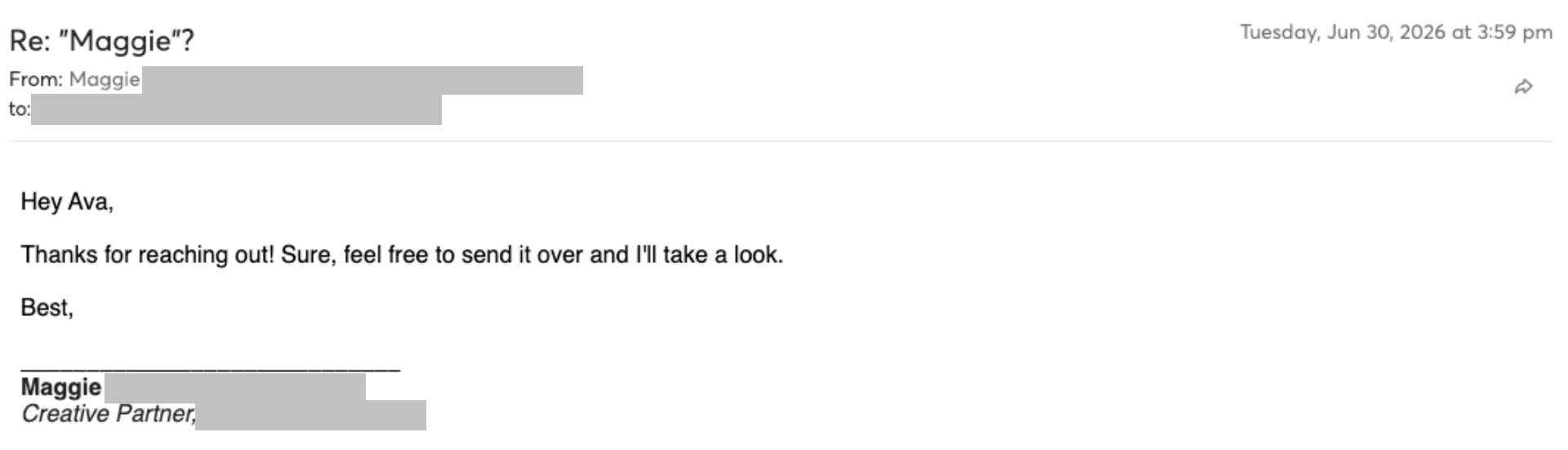 Prospect reply screenshot