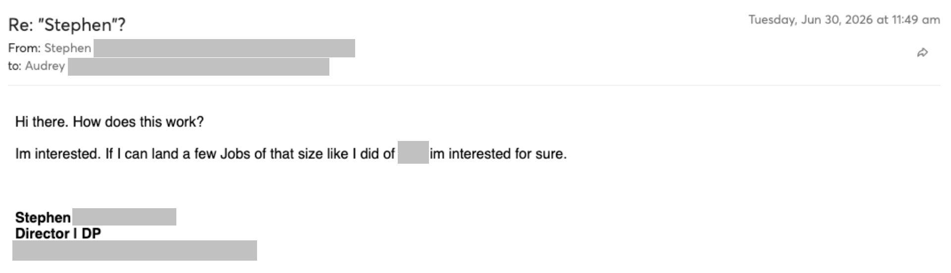 Prospect reply screenshot