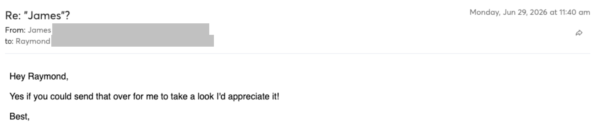 Prospect reply screenshot