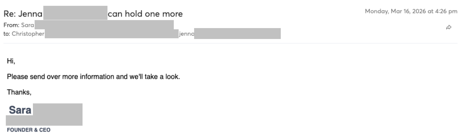 Prospect reply screenshot