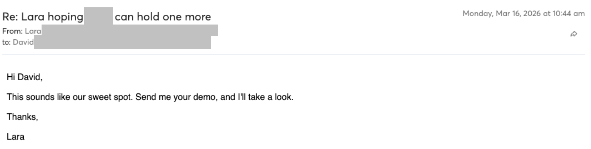 Prospect reply screenshot