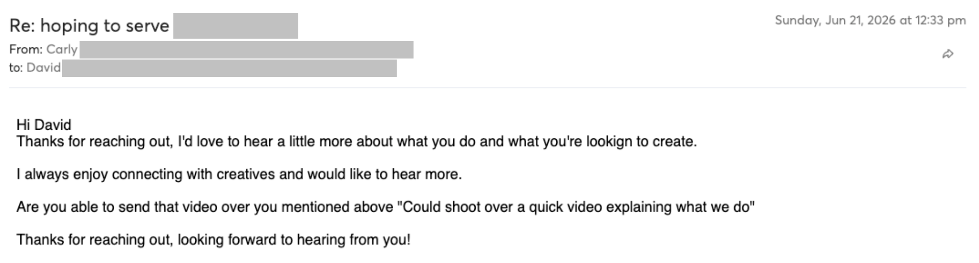 Prospect reply screenshot
