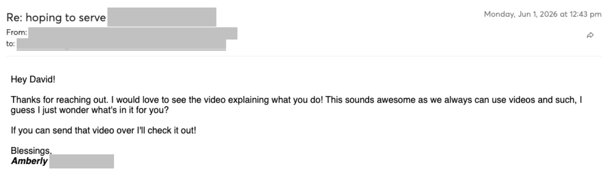 Prospect reply screenshot
