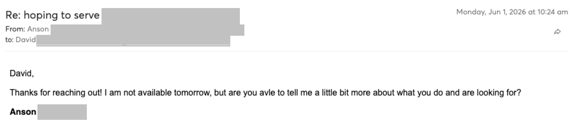 Prospect reply screenshot