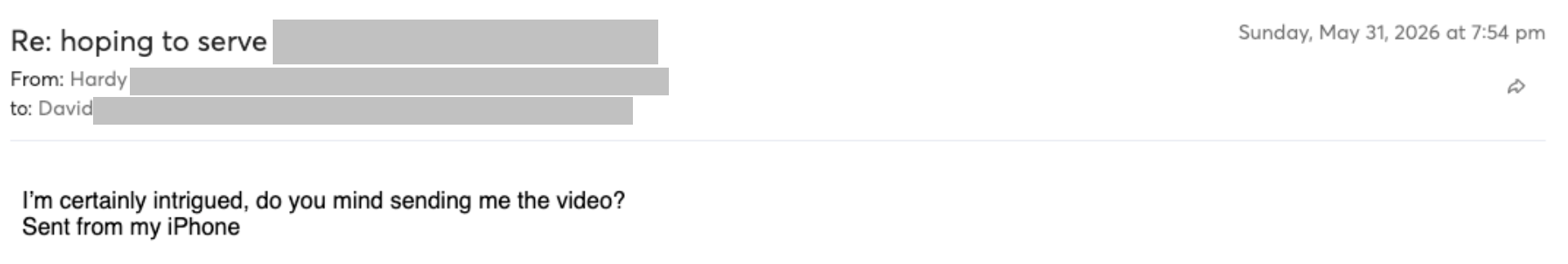 Prospect reply screenshot