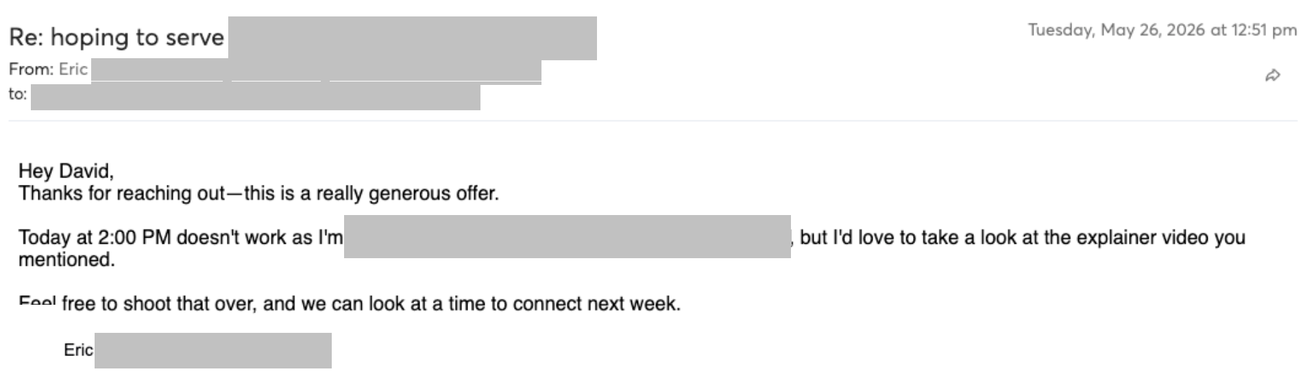 Prospect reply screenshot