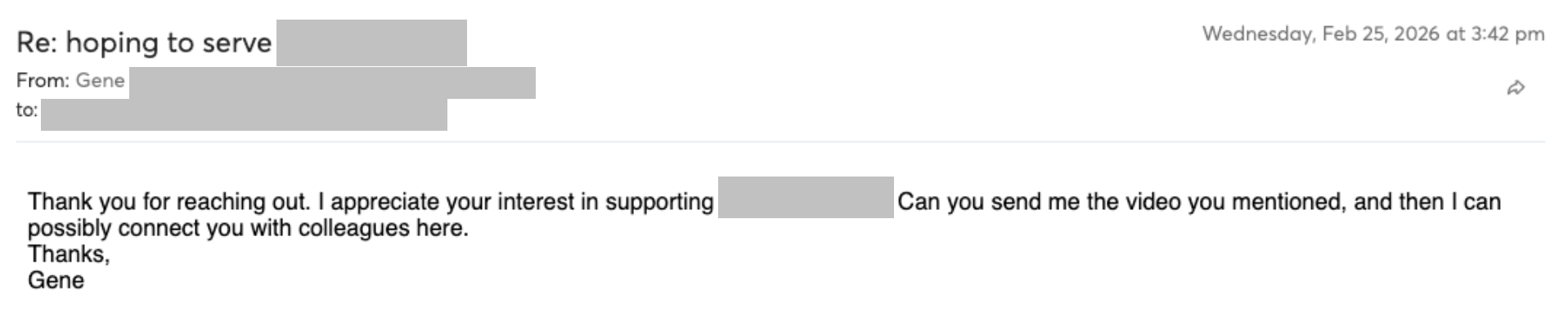 Prospect reply screenshot