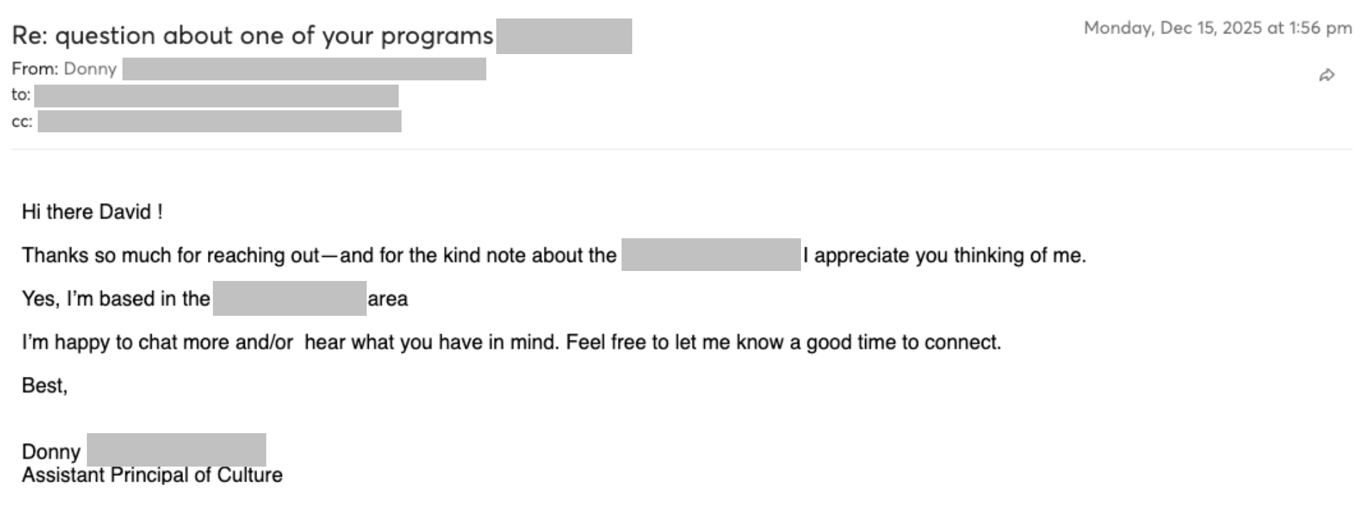 Prospect reply screenshot