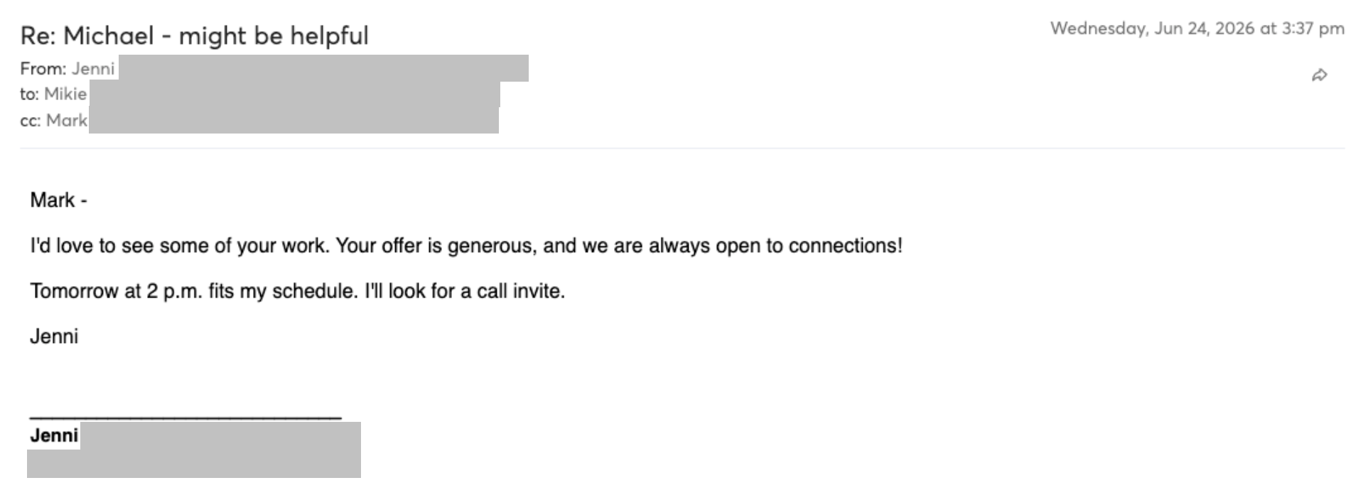 Prospect reply screenshot
