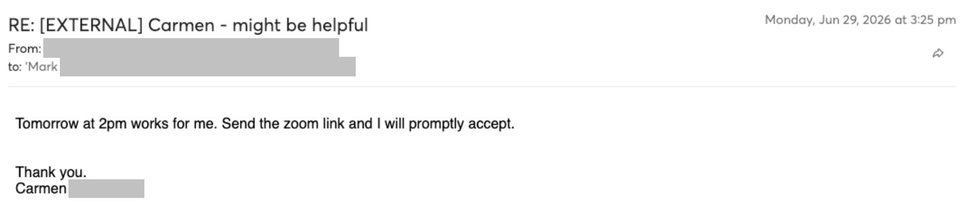 Prospect reply screenshot