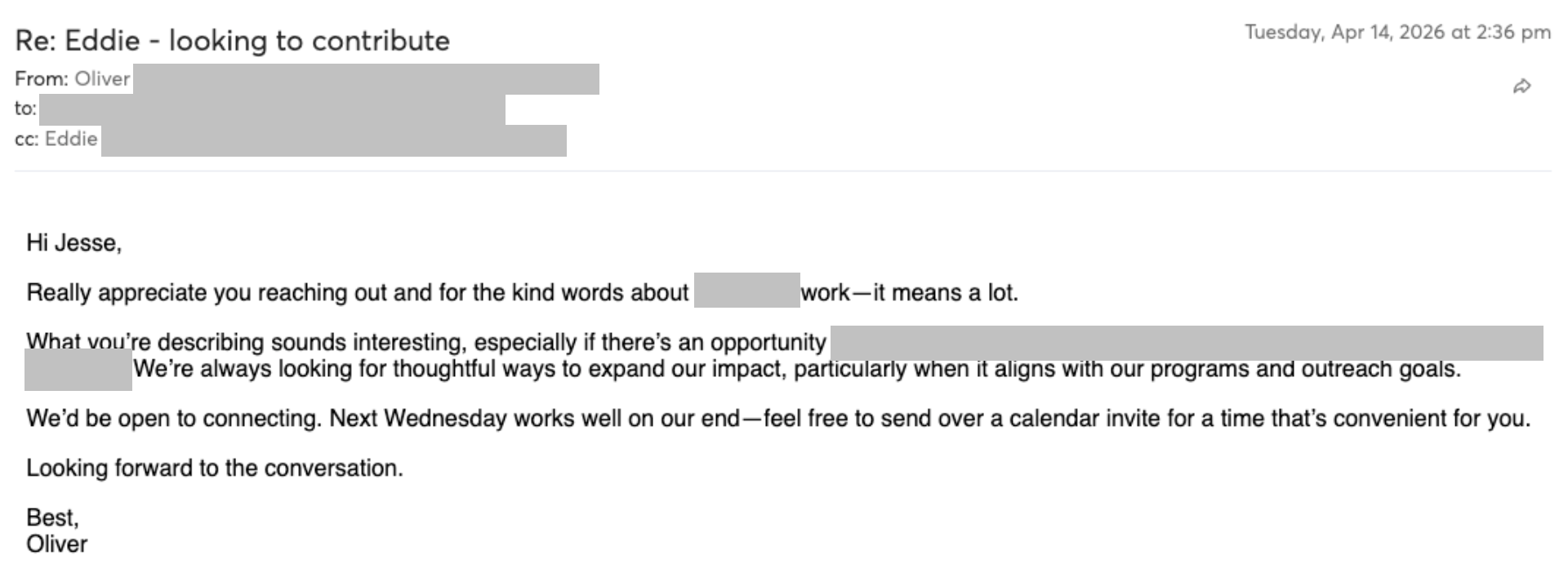 Prospect reply screenshot