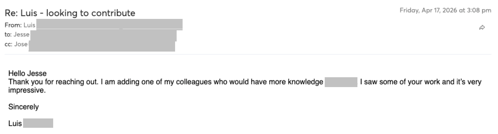 Prospect reply screenshot