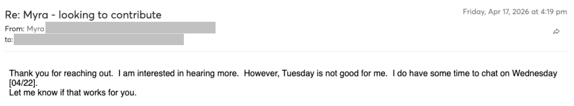 Prospect reply screenshot