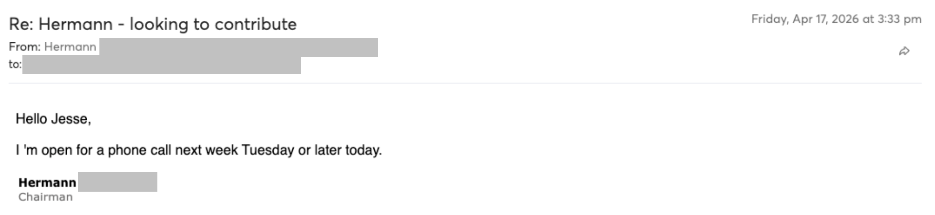Prospect reply screenshot