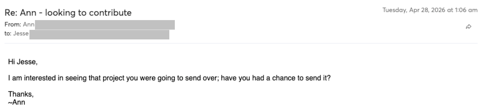 Prospect reply screenshot