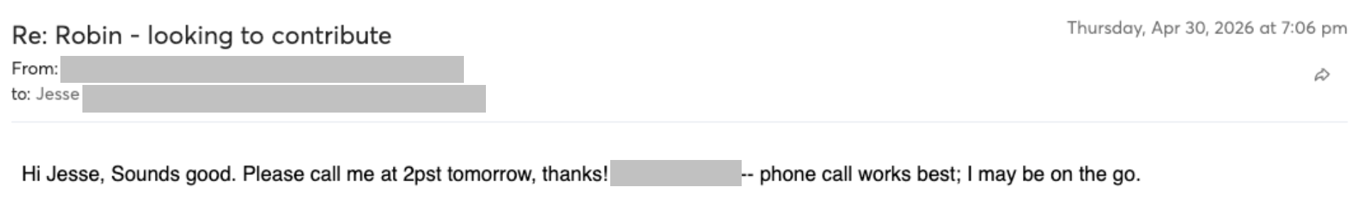 Prospect reply screenshot