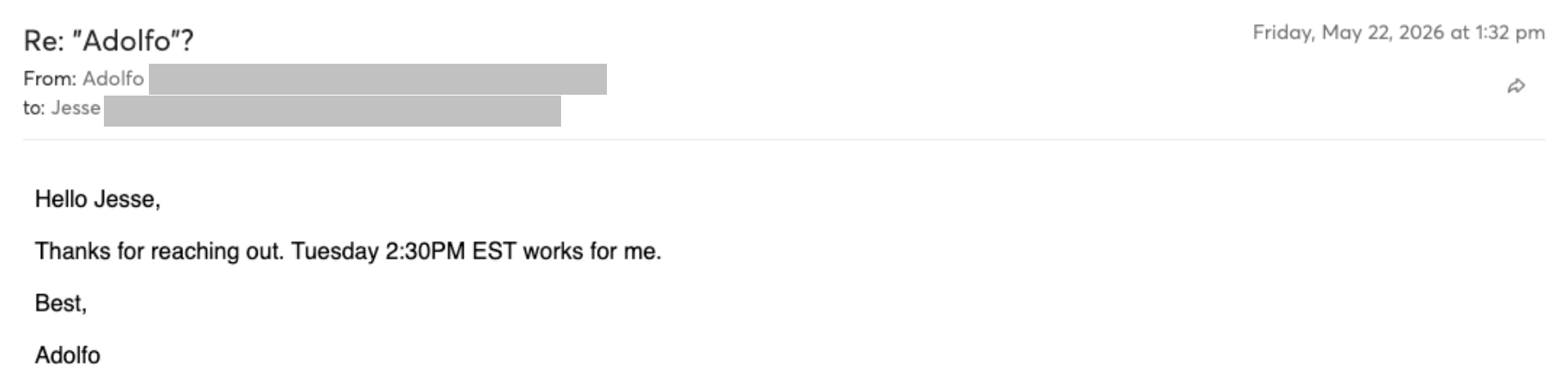 Prospect reply screenshot