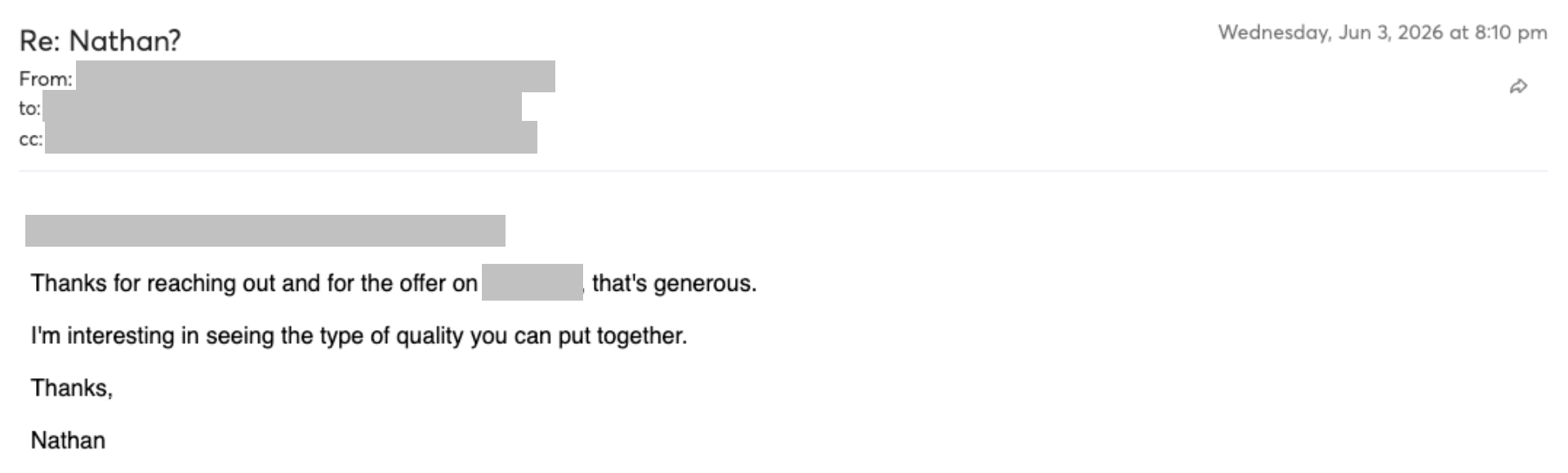 Prospect reply screenshot