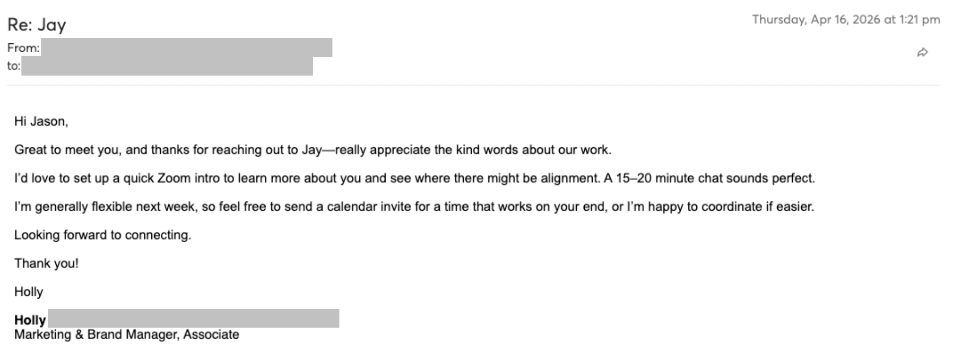 Prospect reply screenshot