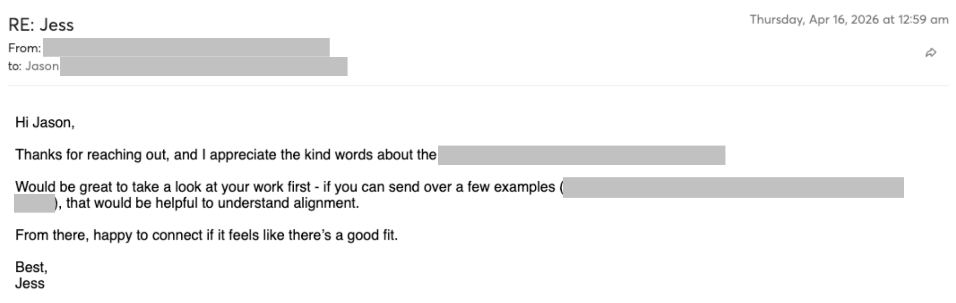 Prospect reply screenshot