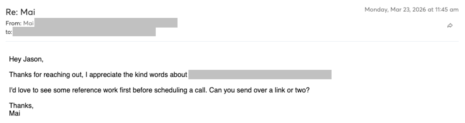 Prospect reply screenshot