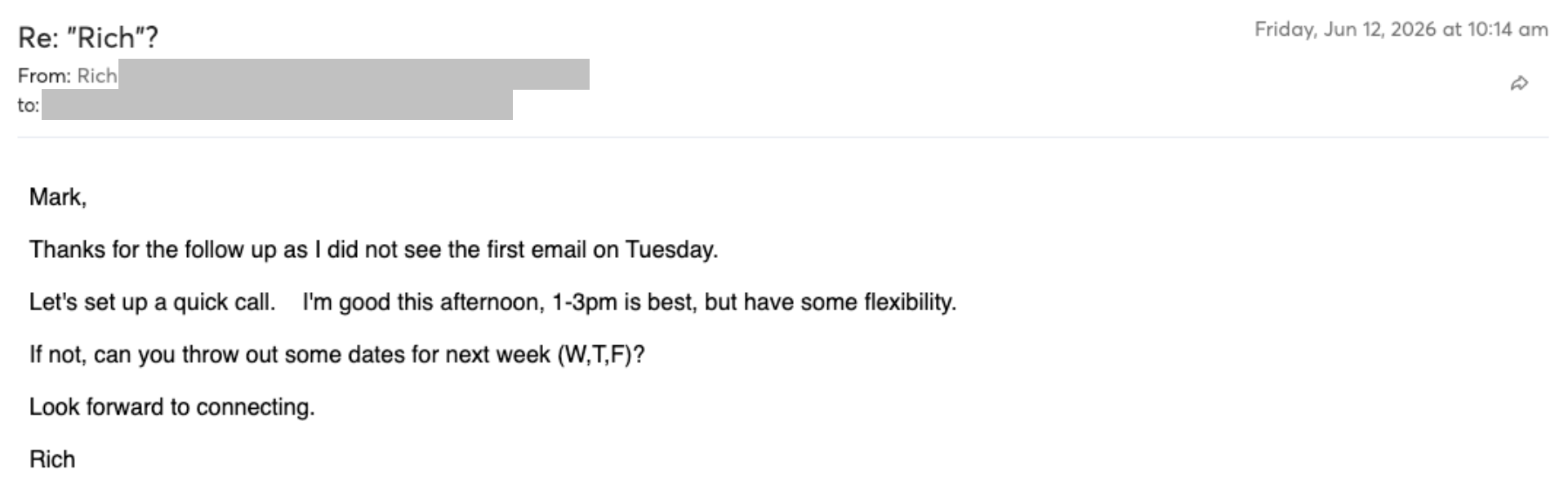 Reply screenshot: Prospect reply — client campaign
